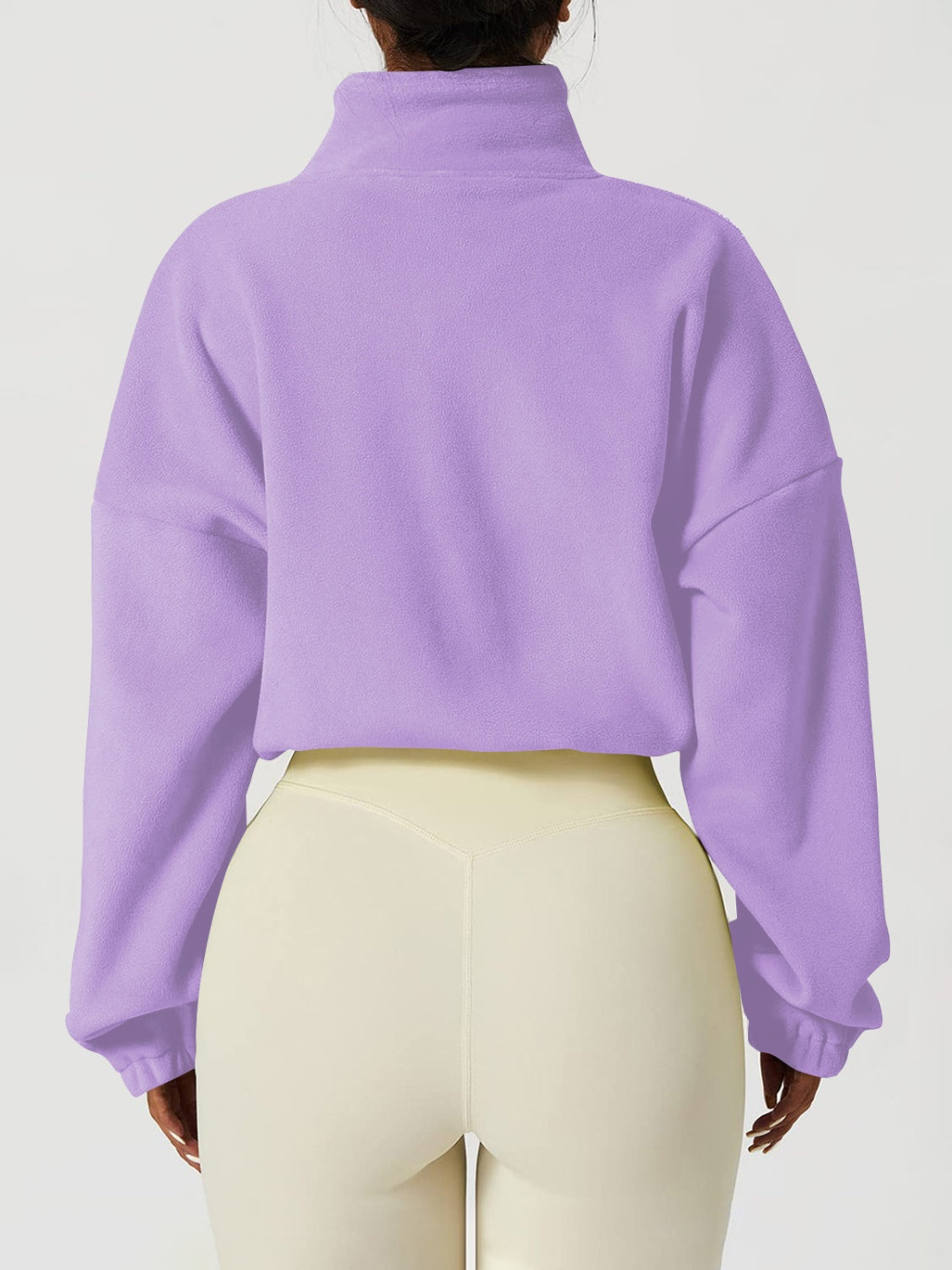 Drawstring Zip Up Dropped Shoulder Sweatshirt