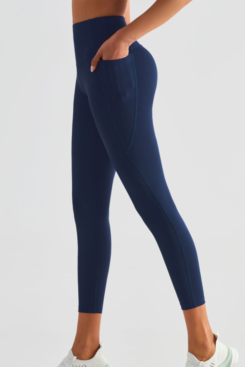 Wide Waistband Sports Leggings with Pockets