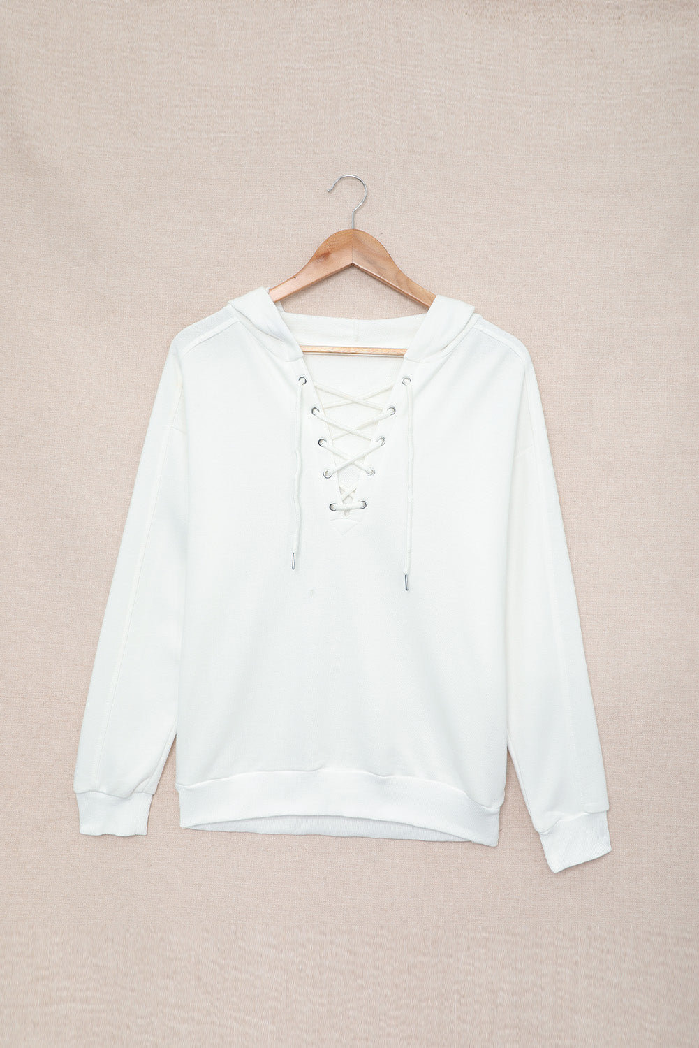 Lace-Up Dropped Shoulder Hoodie