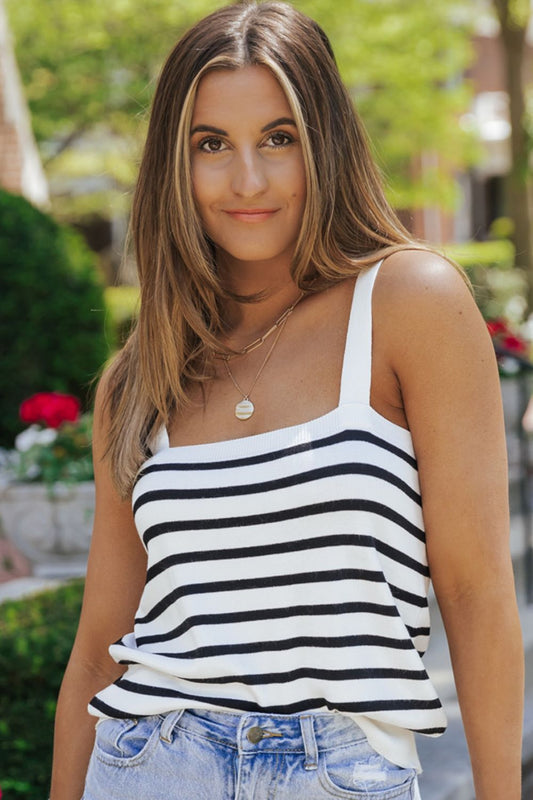 Striped Straight Neck Cami