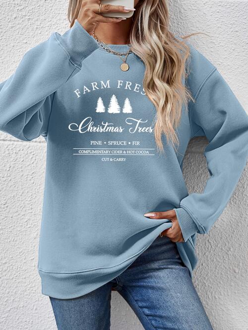 Graphic Round Neck Dropped Shoulder Sweatshirt