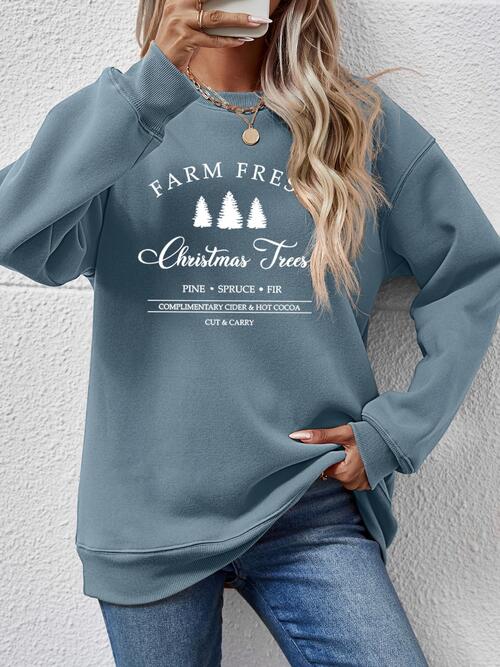 Graphic Round Neck Dropped Shoulder Sweatshirt