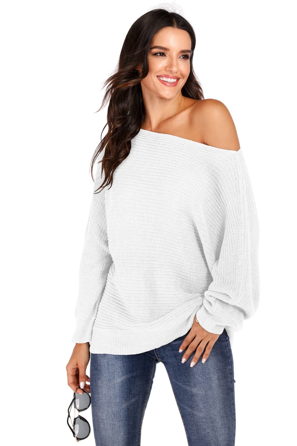 One Shoulder Dolman Sleeve Sweater